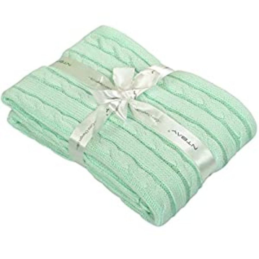 NTBAY Cotton Cable Knit Toddler Blanket 30x40 inch